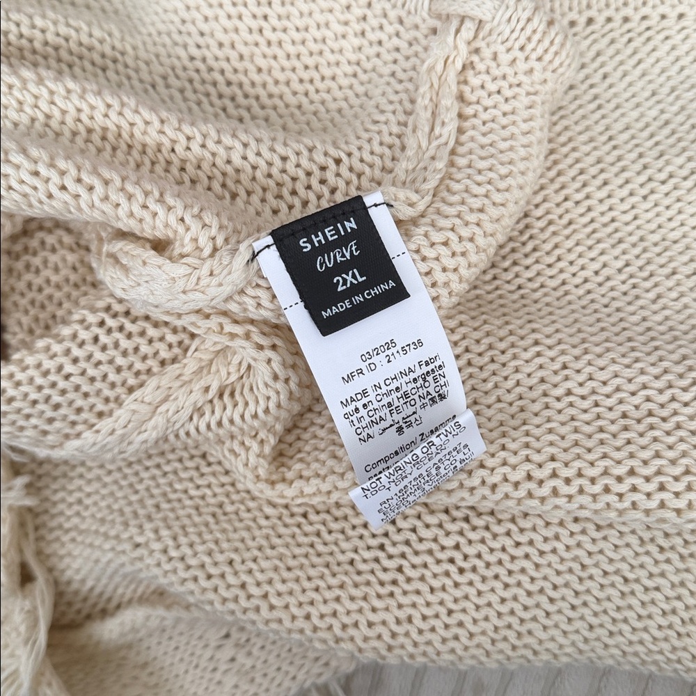 NWOT Cream Fringe Cardigan - Picture 2 of 2